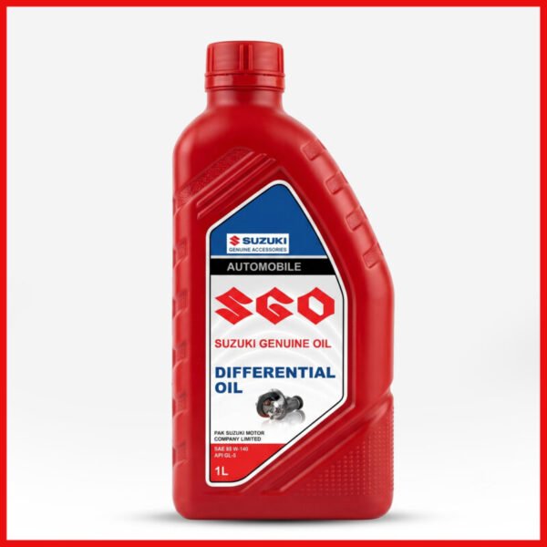 Original 1-liter bottle of Suzuki Genuine Differential Oil SAE 85W-140 API GL-5, essential Suzuki parts for vehicle maintenance.