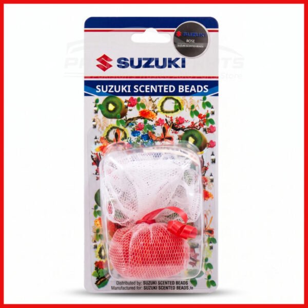 Original Suzuki genuine scented beads in rose flavor for car interior fragrance, official Suzuki parts accessory.